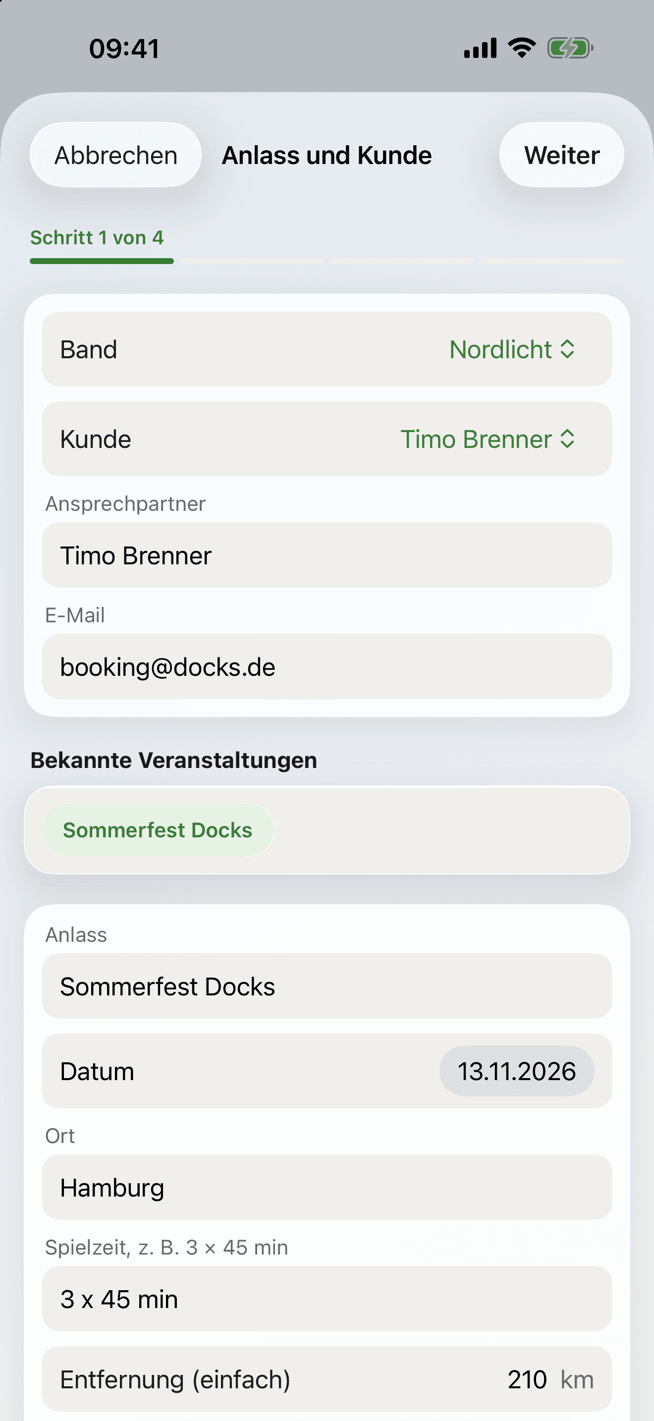 Angebot, Schritt 1: Anlass und Kunde