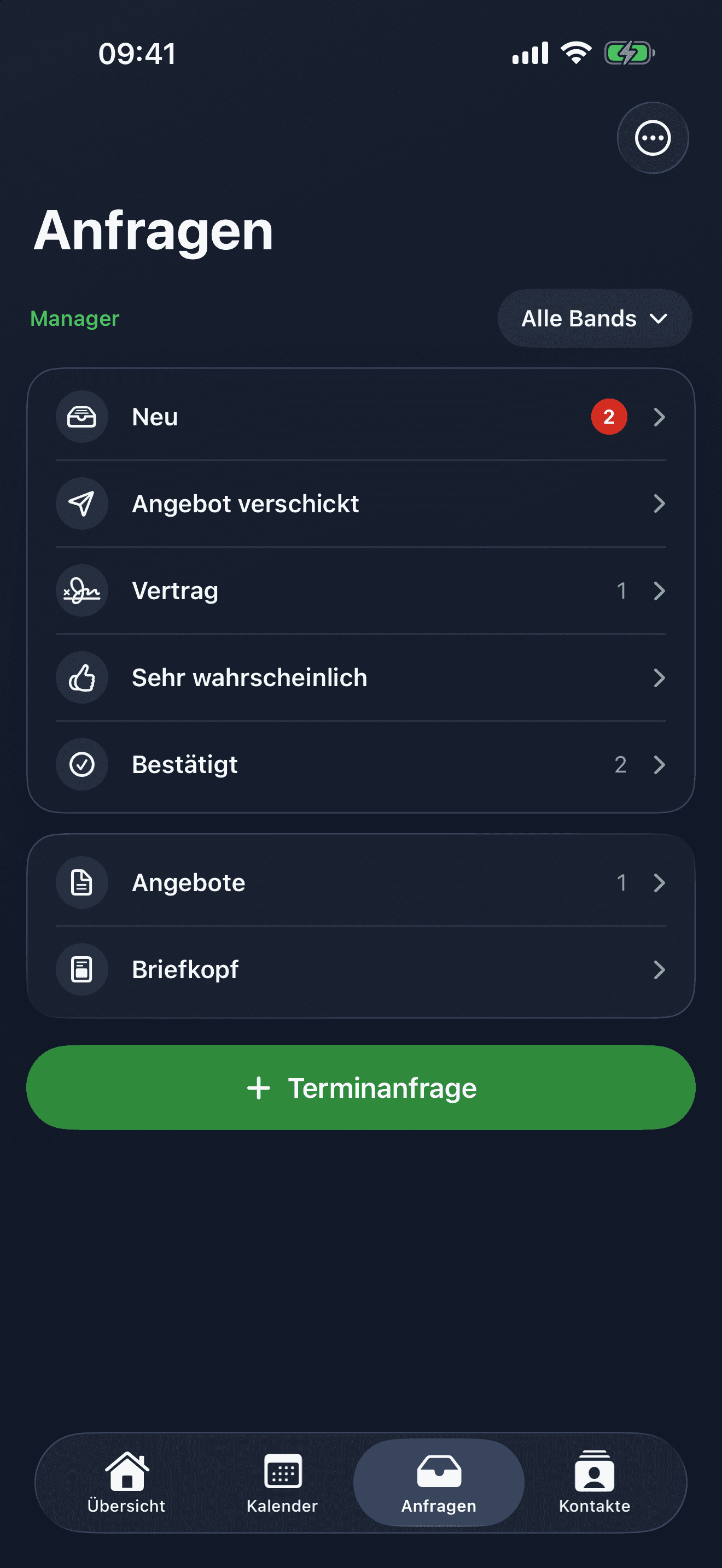 Anfragen im dunklen Modus