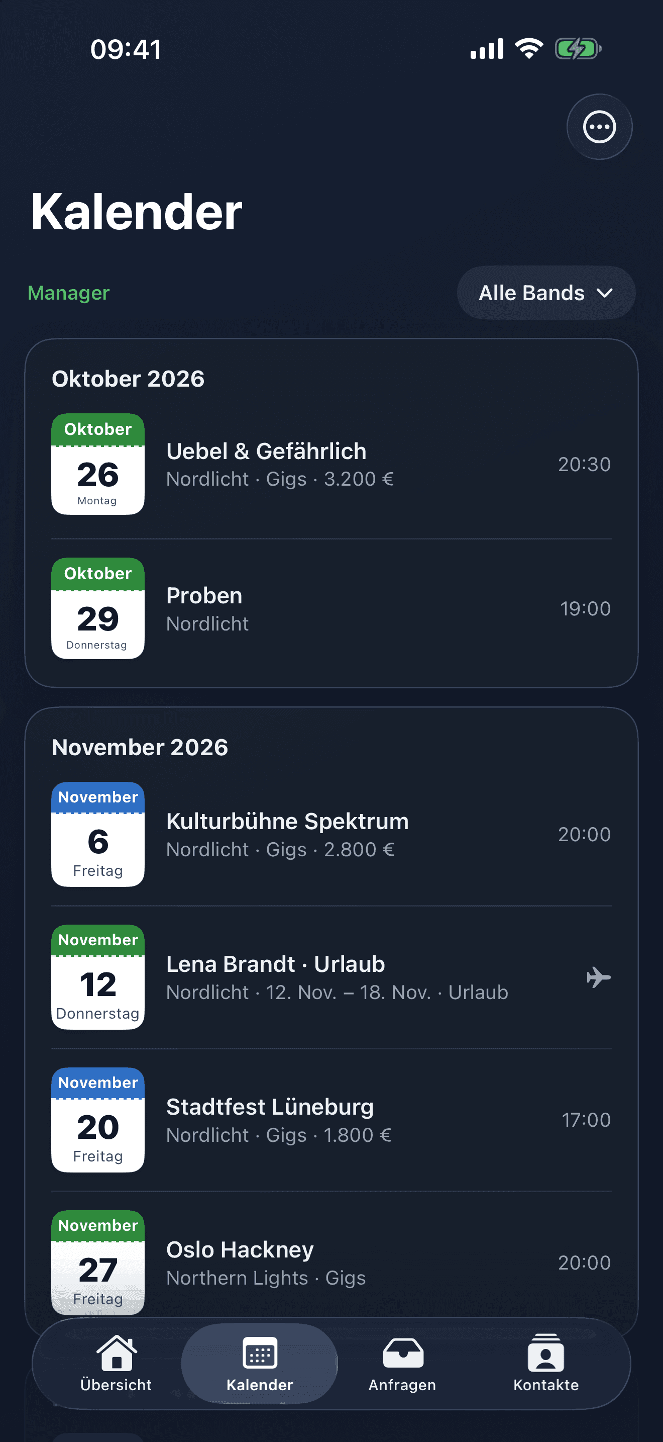 Manager-Kalender in Bandly