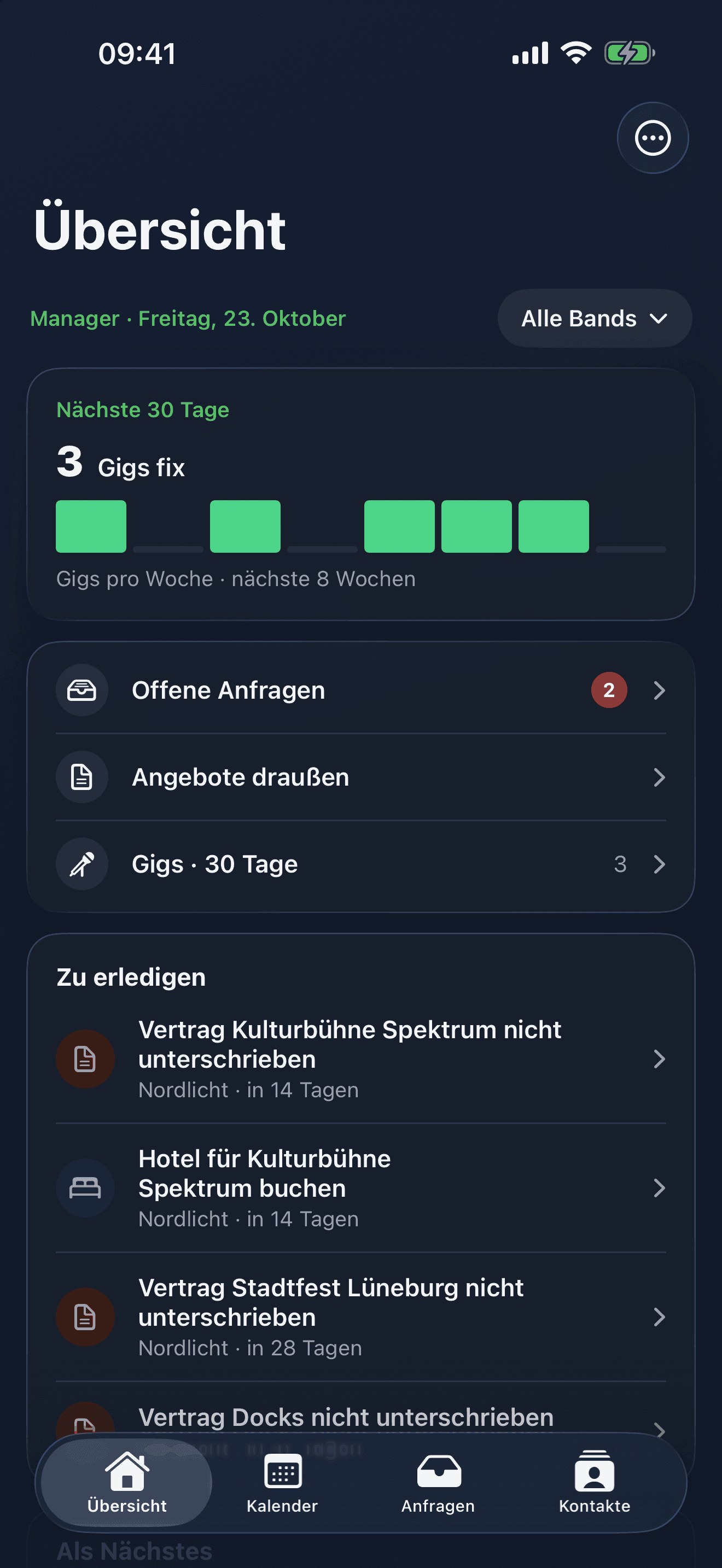 Dieselbe Übersicht im dunklen Modus