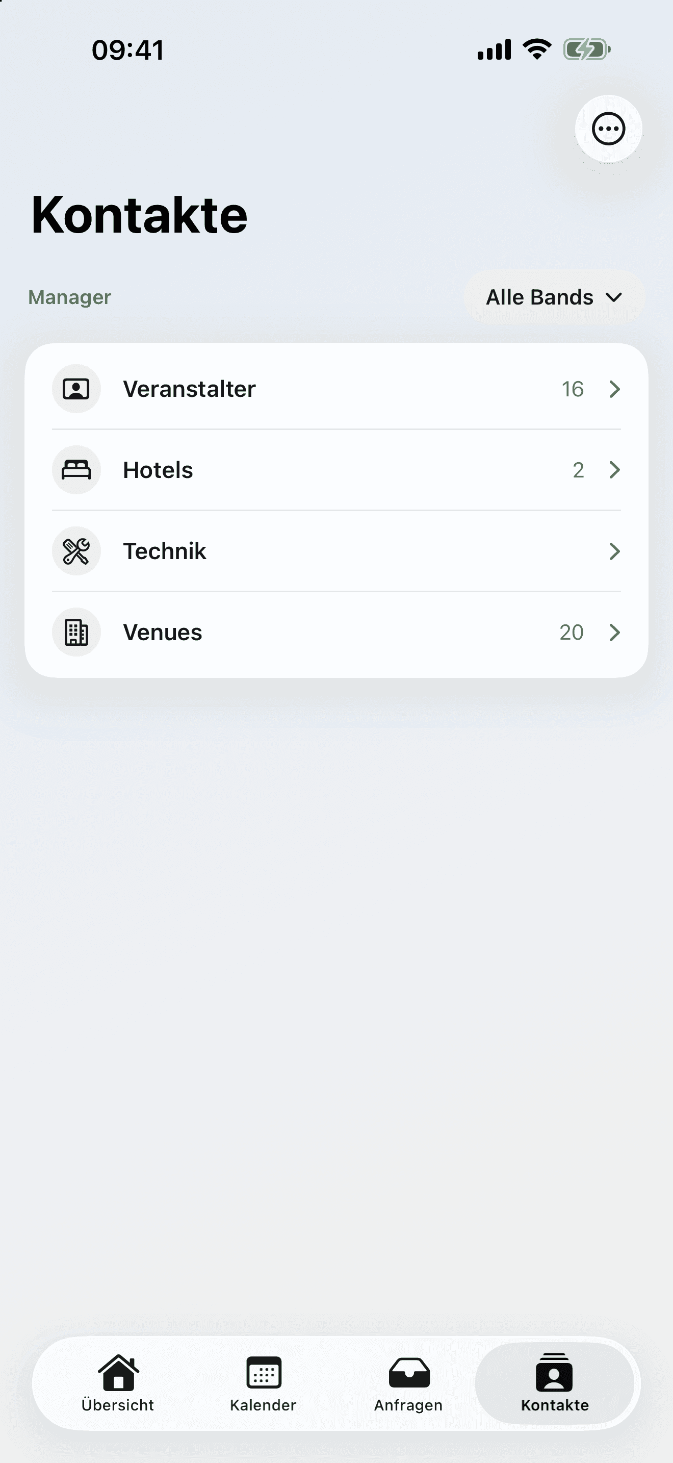 Veranstalter, Hotels, Technik & Venues