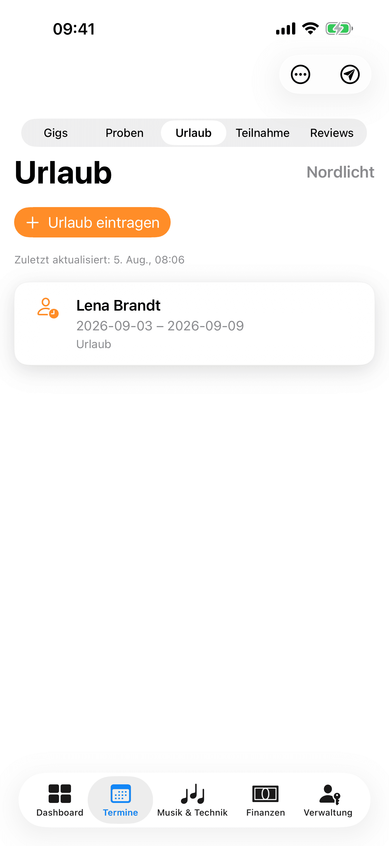 Urlaubs-Kalender mit Konflikt-Anzeige