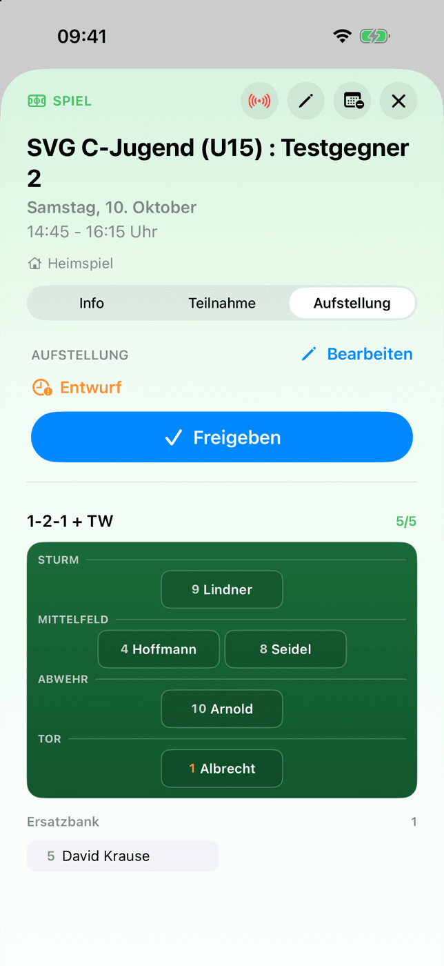 Teamly Aufstellung