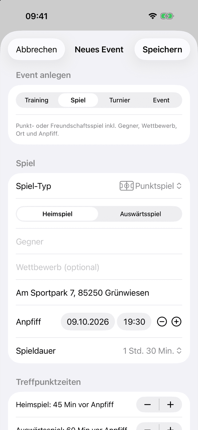 Spiel anlegen