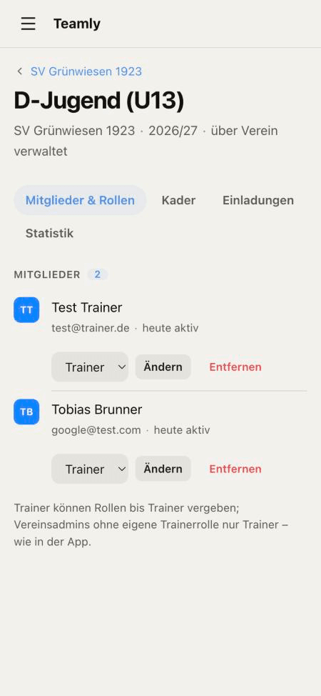 Mitglieder und Rollen im Browser