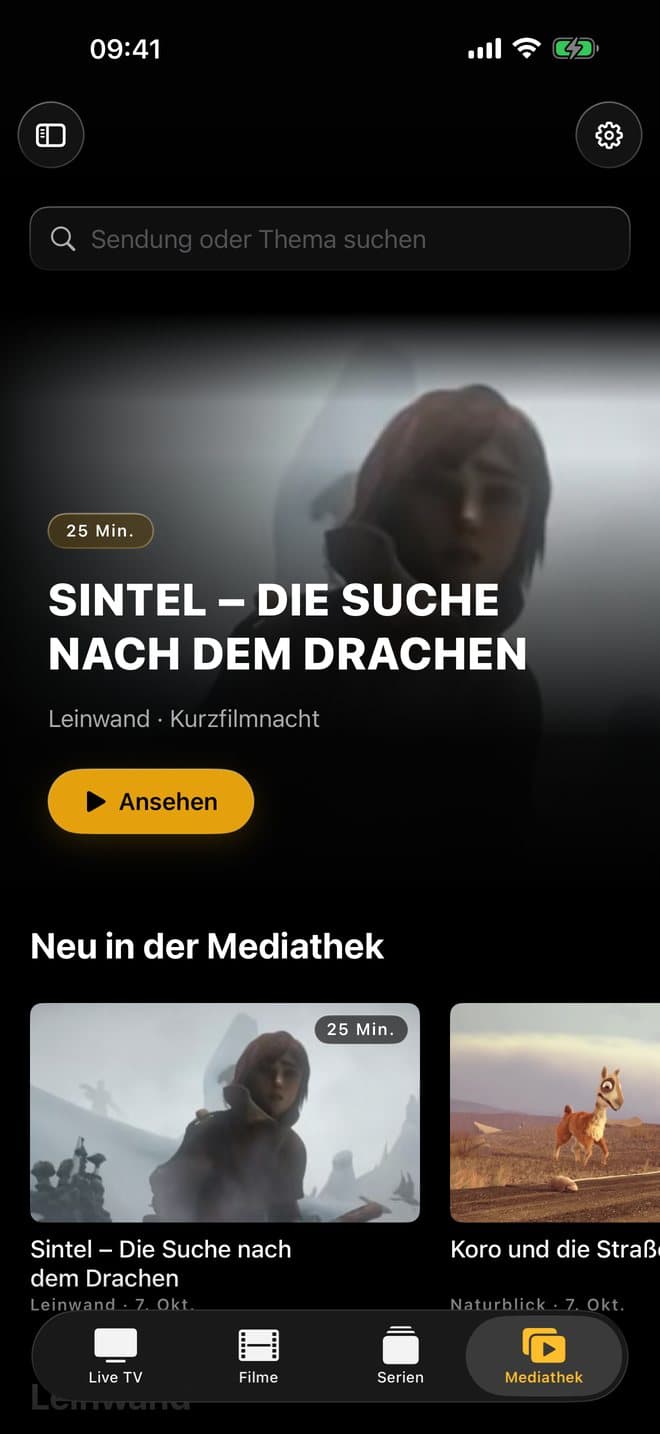 Watchly Mediathek auf dem iPhone