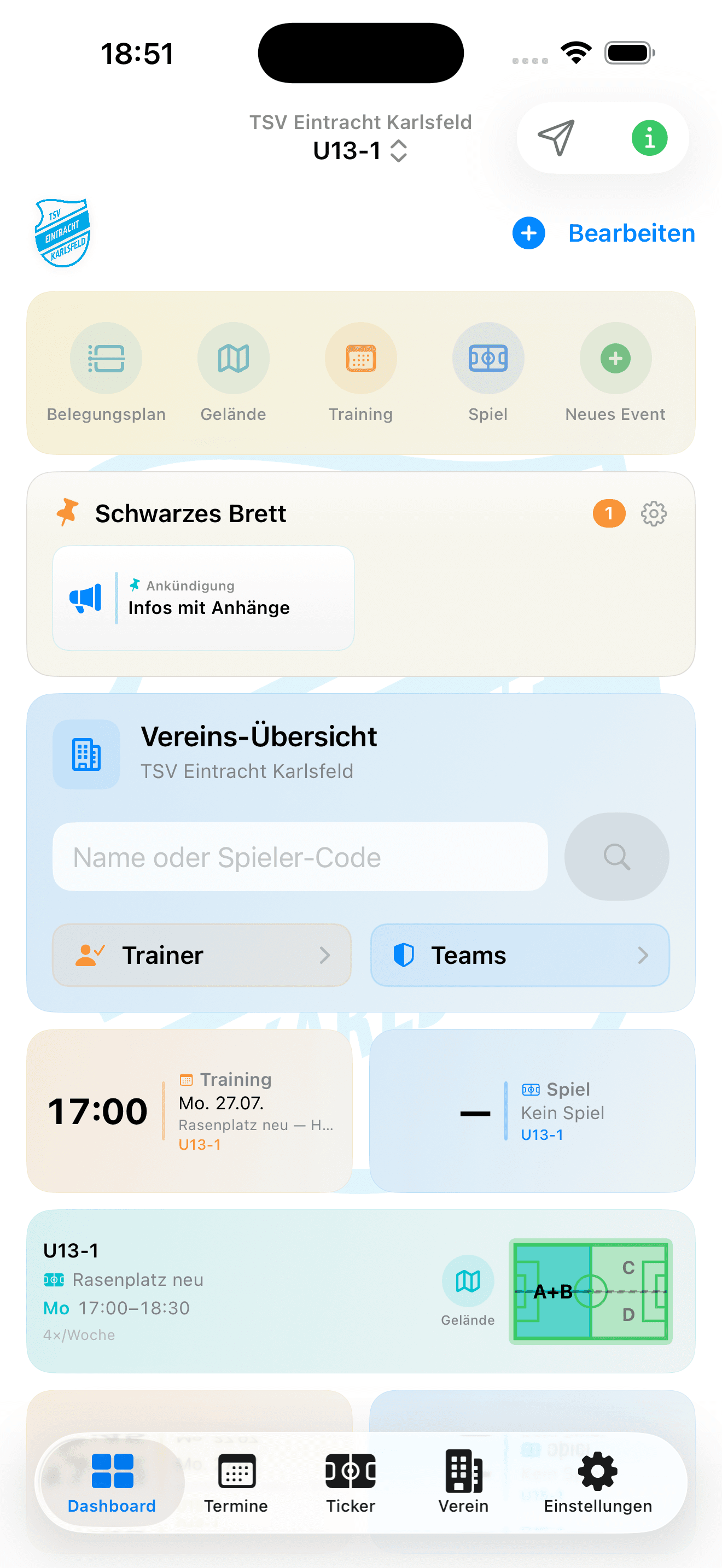 Dashboard – hell & übersichtlich