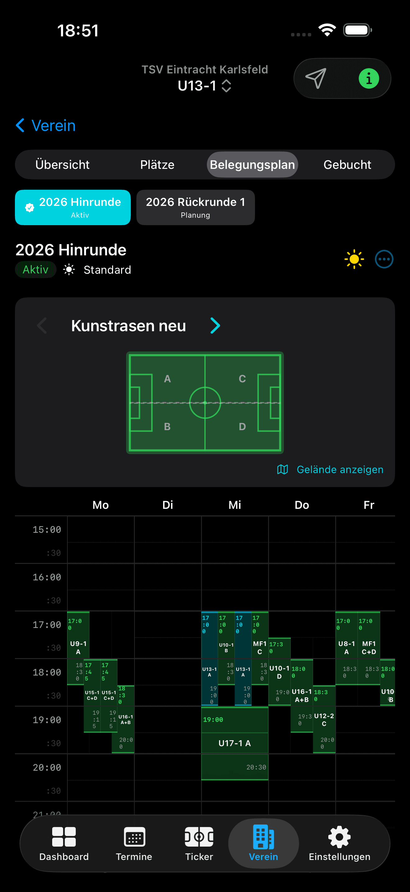 Wochen-Belegungsplan je Platz & Runde
