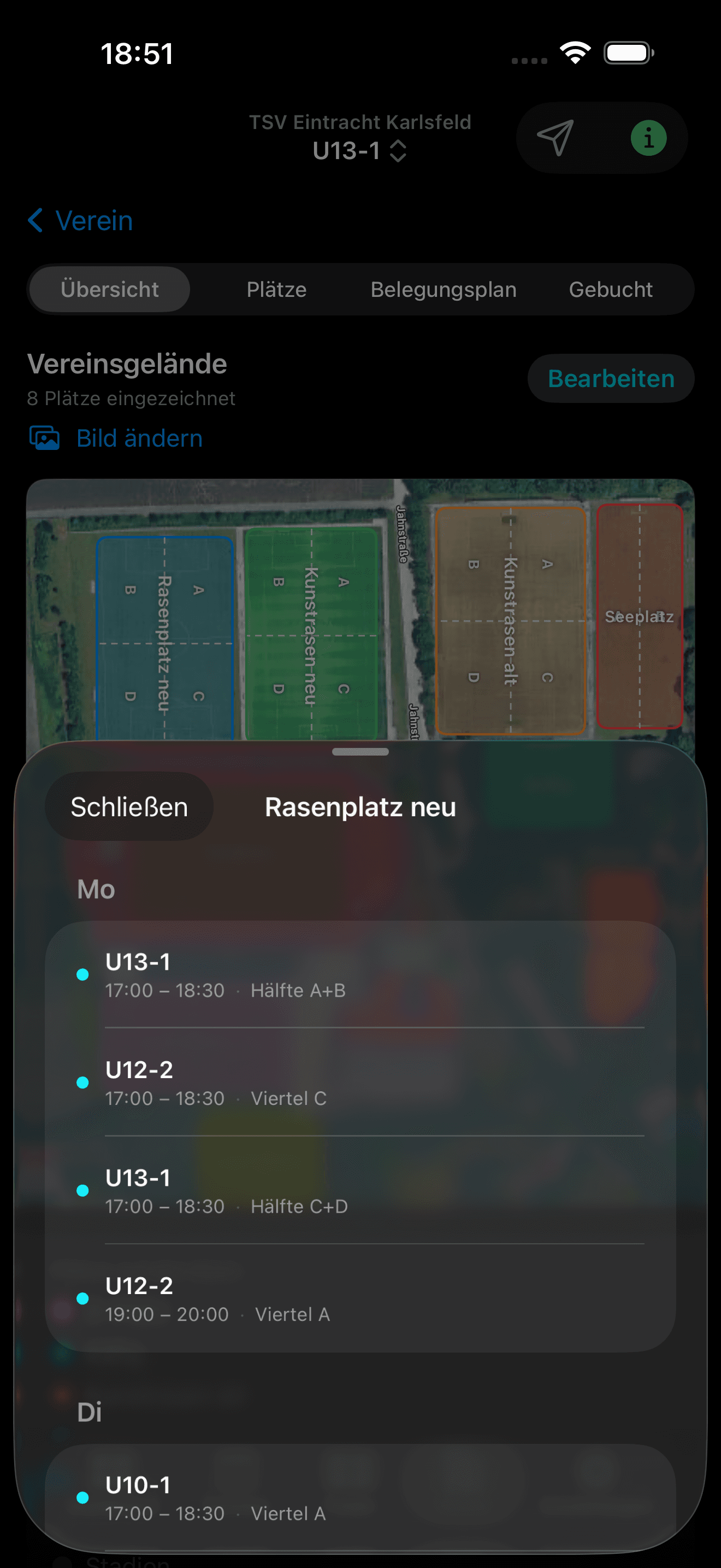 Slot-Details direkt am Platz antippen