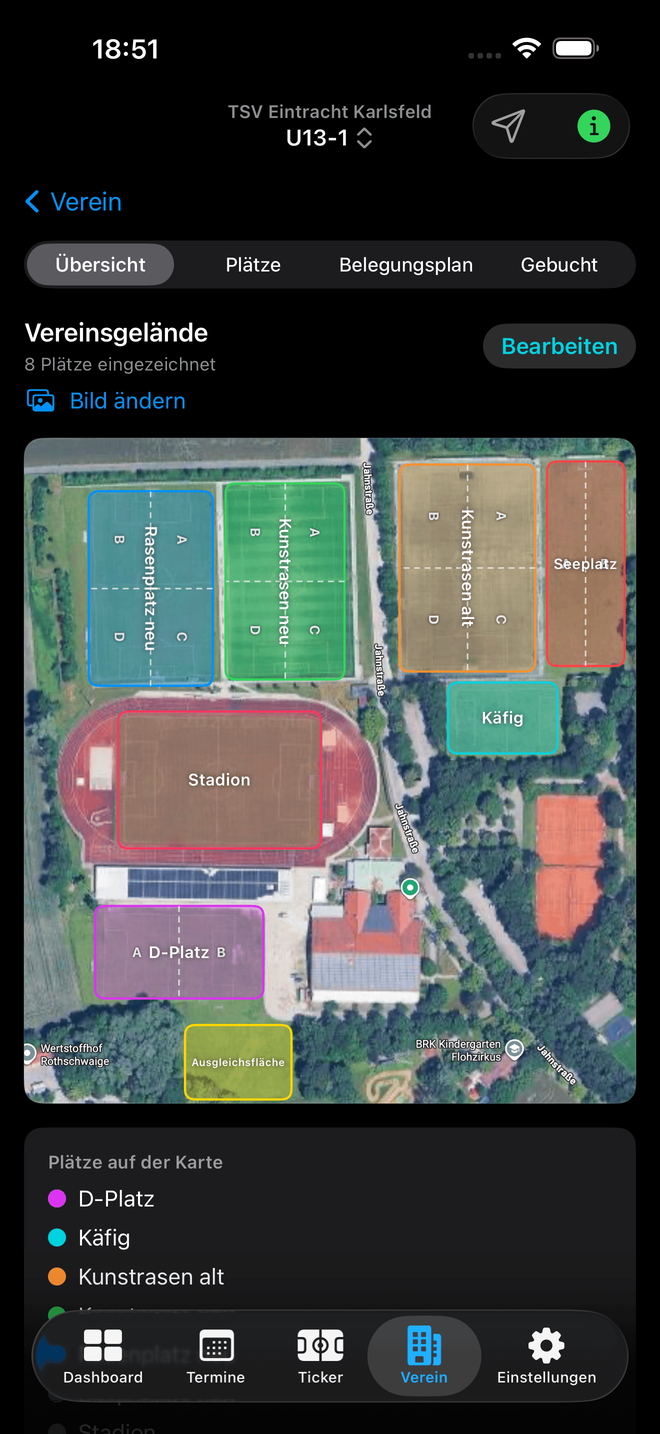 Interaktives Luftbild mit allen Plätzen