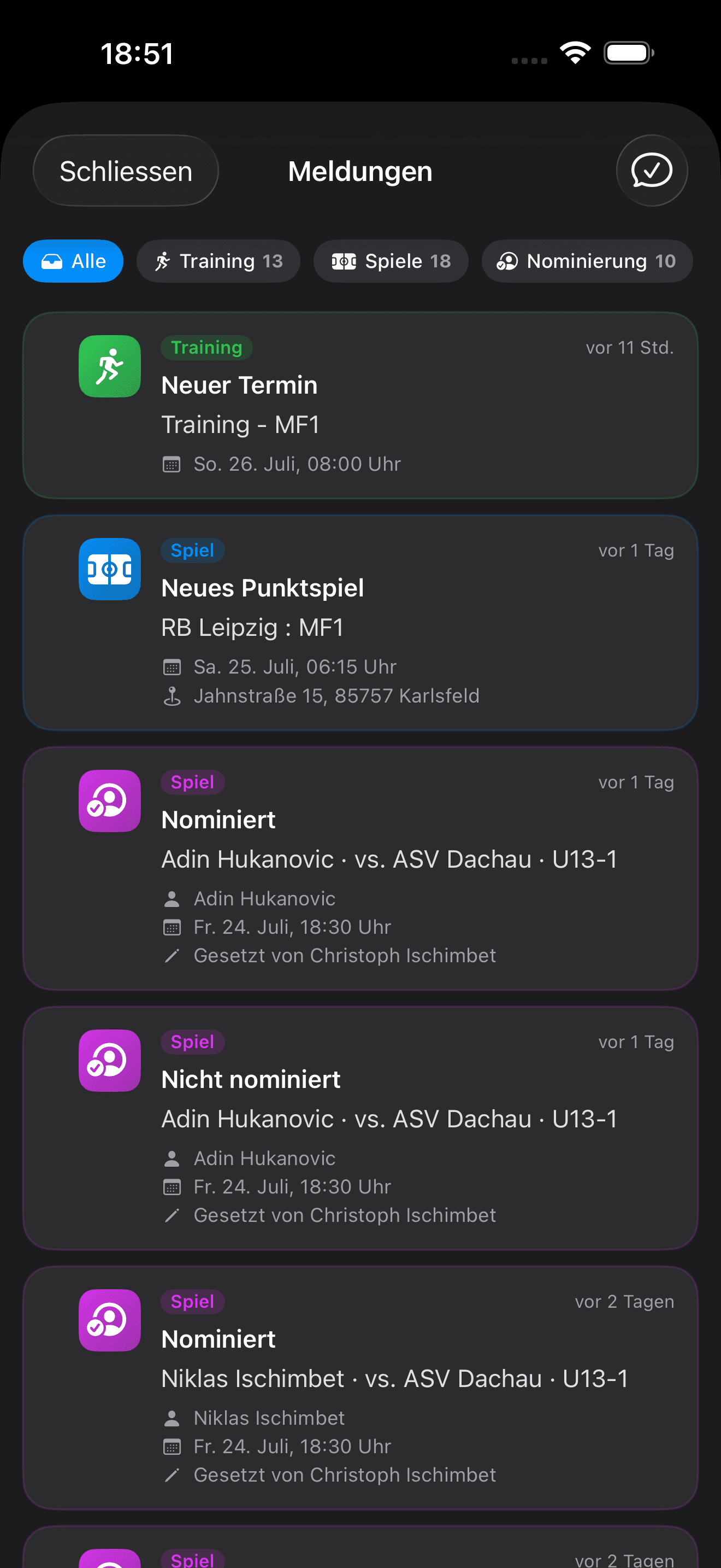 Push: Neue Termine & Nominierungen sofort